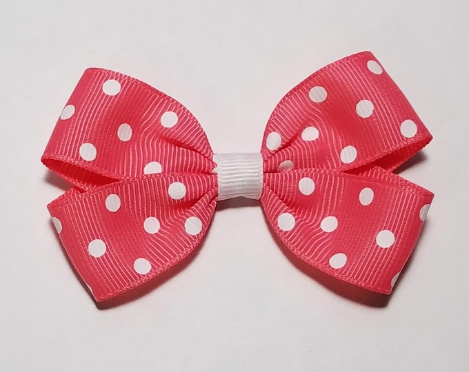 3" Watermelon Pink Polka Dot Hair Bow