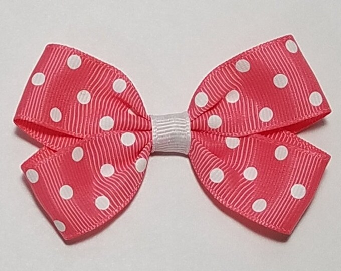 3" Watermelon Pink Polka Dot Hair Bow