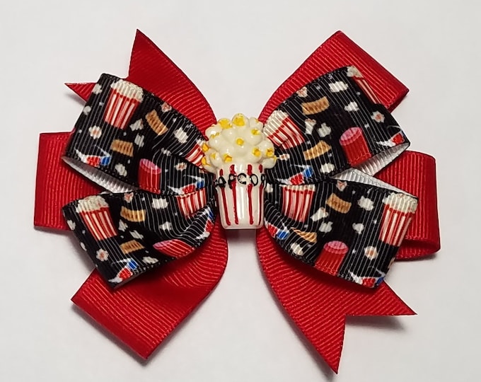 3.5" Movie Night Cinema Hair Bow *You Choose Solid Bow Color*