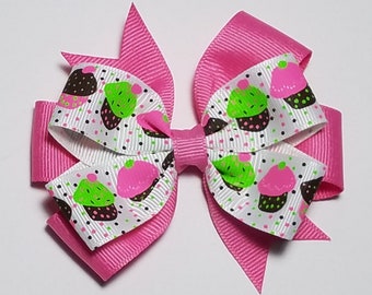 3.5" Cupcake Hair Bow *You Choose Solid Bow Color*