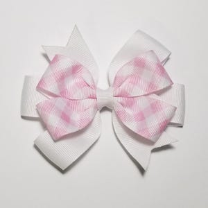 3.5" Pink Gingham Hair Bow *You Choose Solid Bow Color*