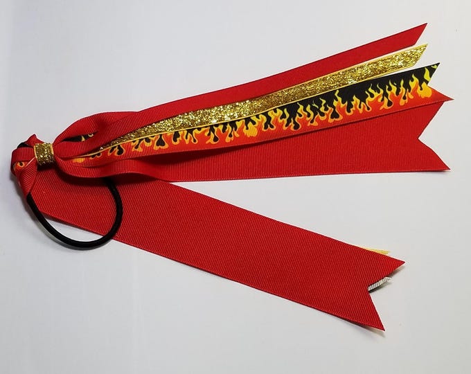 Fire Flames Ponytail Streamer *You Choose Solid Color- Glitter Color & Length*