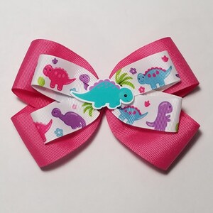 5&quot; Dinosaur Hair Bow *You Choose Solid Bow Color*