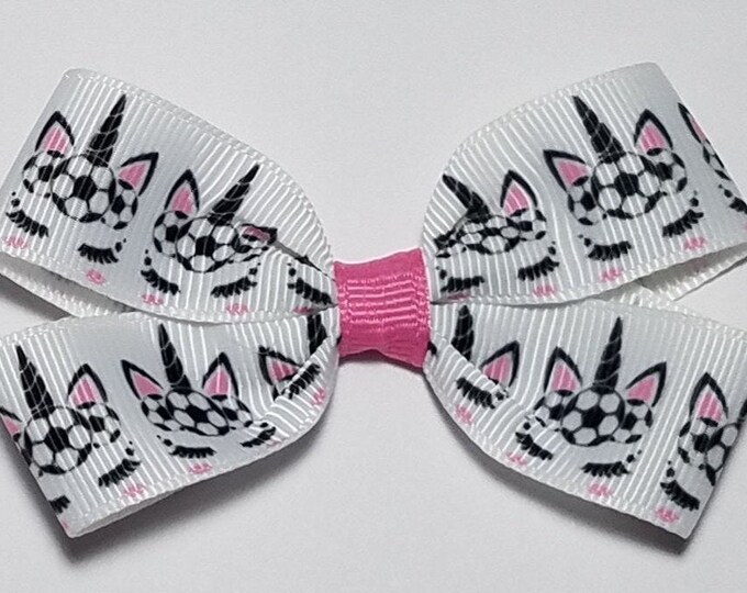 3" Soccer Unicorn Hair Bow