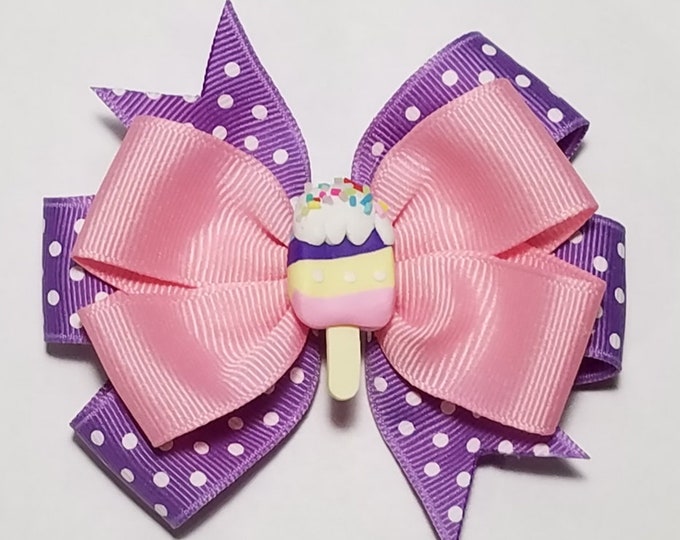 3.5" Ice Cream Sprinkles Hair Bow *You Choose Solid Bow Color*