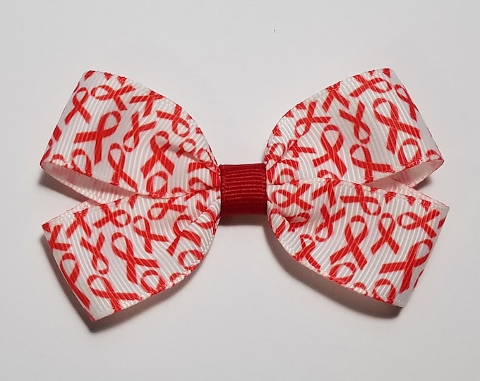 3" Red Awareness Ribbon Hair Bow
