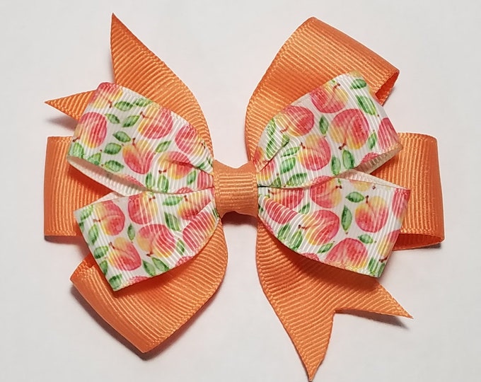 3.5" Peaches Hair Bow *You Choose Solid Bow Color*
