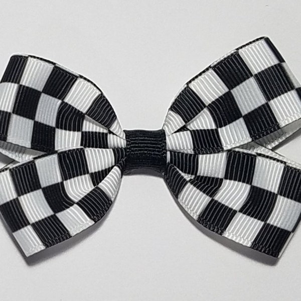 3" Checkered Flag Racing Hair Bow