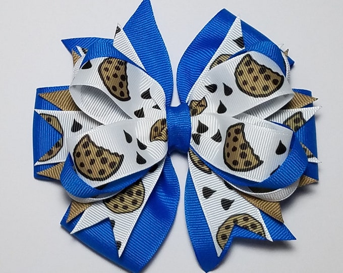 5" Chocolate Chip Cookie OTT Hair Bow *You Choose Solid Ribbon Color*