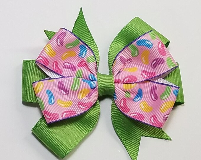 3.5" Jelly Bean Hair Bow *You Choose Solid Bow Color*