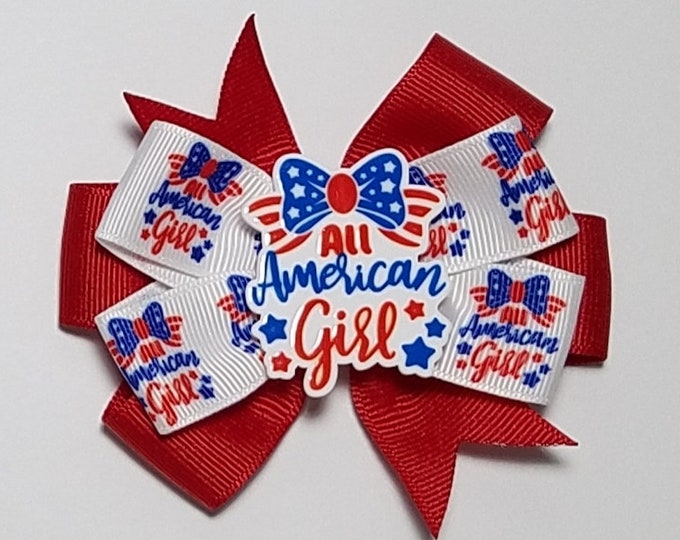 3.5" All American Girl Hair Bow *You Choose Solid Bow Color*
