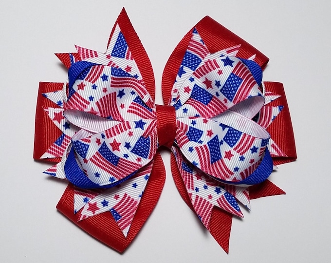 5" American Flag OTT Hair Bow