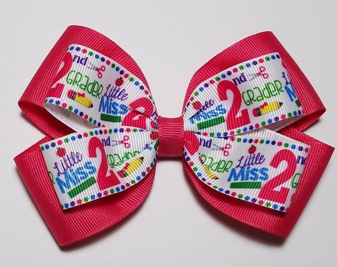 5" 2nd Grade Hair Bow *You Choose Solid Bow Color*