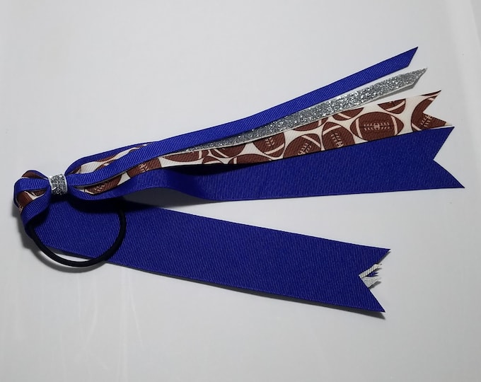 Football Cheerleader Glitter Ponytail Streamer *You Choose Solid Ribbon Color- Glitter Color & Length*