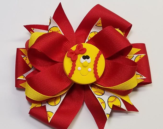 5" Softball Hair Bow *CLEARANCE*