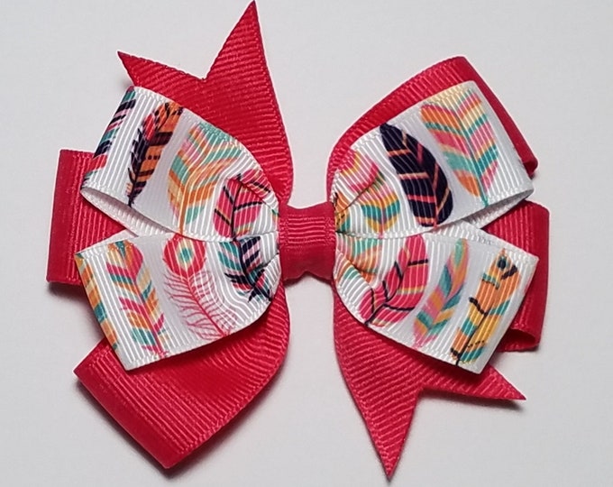 3.5" Feather Hair Bow *CLEARANCE*