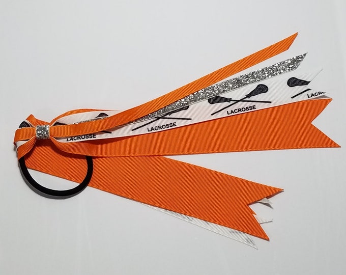 Lacrosse Ponytail Streamer *You Choose Solid Ribbon Color- Glitter Color & Length*