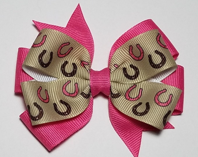 3.5" Horseshoe Hair Bow *You Choose Solid Bow Color*