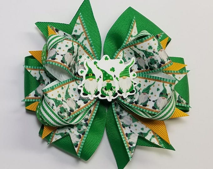 5" St. Patrick's Day Gnomes Hair Bow
