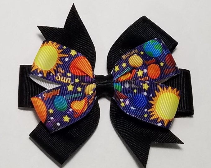 3.5" Solar System Hair Bow *You Choose Solid Bow Color*