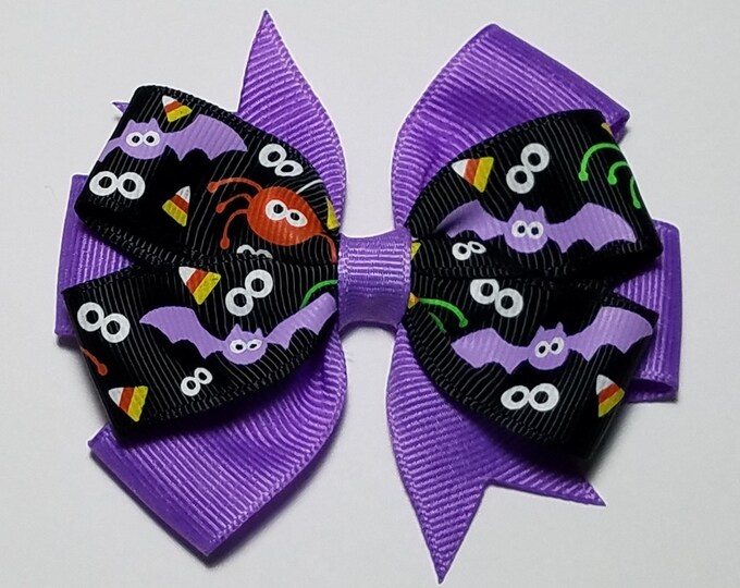 3.5" Halloween Hair Bow *You Choose Solid Bow Color*
