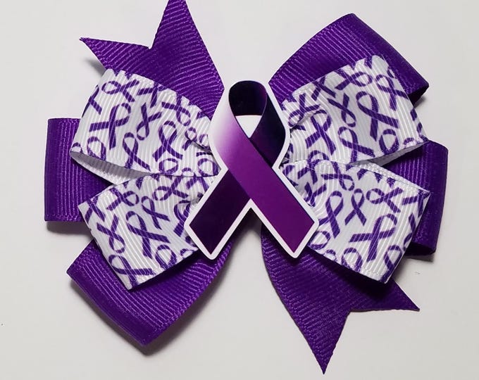 3.5" Purple Awareness Ribbon Hair Bow