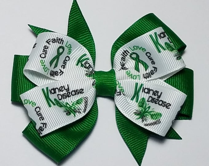 3.5" Kidney Disease Awareness Hair Bow *You Choose Solid Bow Color*