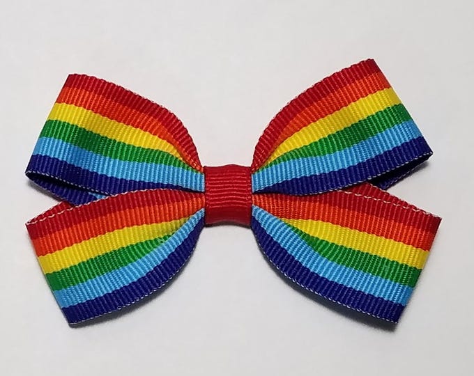 3" Rainbow Stripe Hair Bow