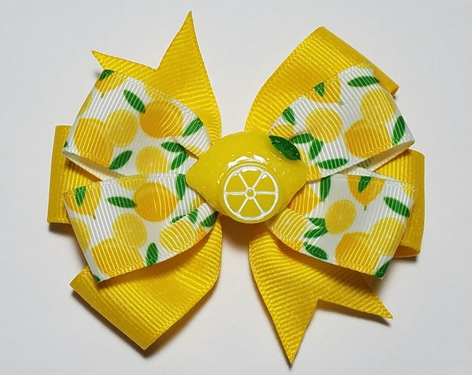 3.5" Lemon Hair Bow *You Choose Solid Bow Color*