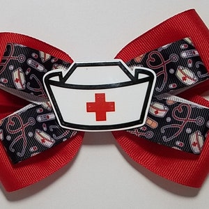 5&quot; Nurse Hair Bow *You Choose Solid Bow Color*