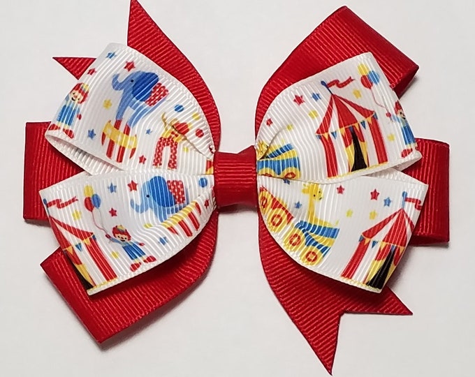 3.5" Circus Hair Bow *You Choose Solid Bow Color*