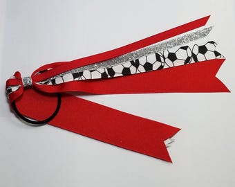 Soccer Ponytail Streamer *You Choose Solid Color- Glitter Color & Length*