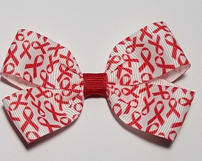 3" Red Awareness Ribbon Hair Bow