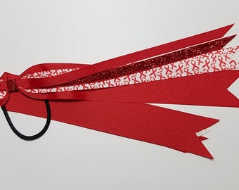 Red Awareness Ribbon Ponytail Streamer