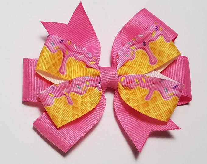 3.5" Ice Cream Hair Bow *You Choose Solid Bow Color*