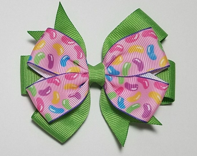3.5" Jelly Bean Hair Bow *You Choose Solid Bow Color*