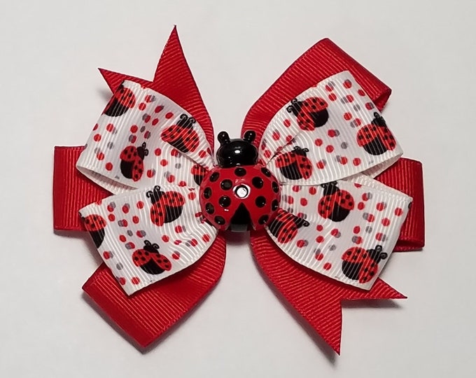 3.5" Ladybug Hair Bow *You Choose Solid Bow Color*