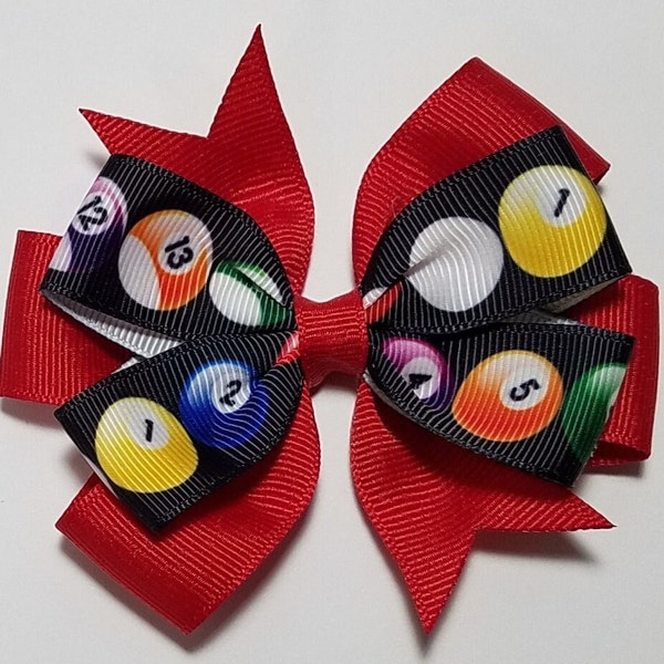 3.5" Billiards Hair Bow *You Choose Solid Bow Color*
