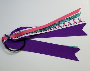 Thyroid Cancer Awareness Ribbon Ponytail Streamer *You Choose Length*