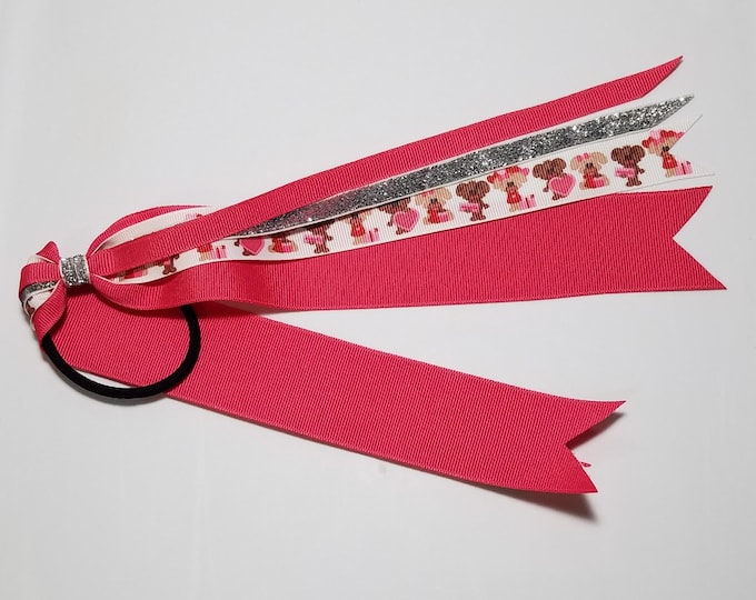Puppy Dog Ponytail Streamer *You Choose Solid Ribbon Color- Glitter Color & Length*