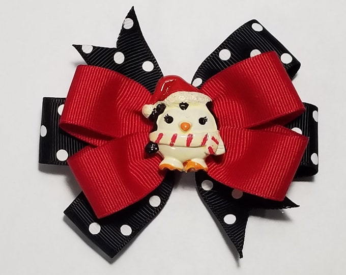 3.5" Penguin Hair Bow *You Choose Solid Bow Color*