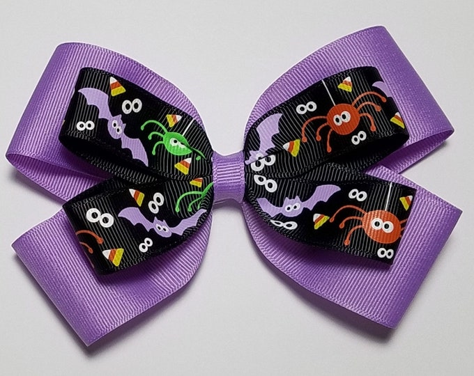 5" Bat Spider Hair Bow *You Choose Solid Bow Color*