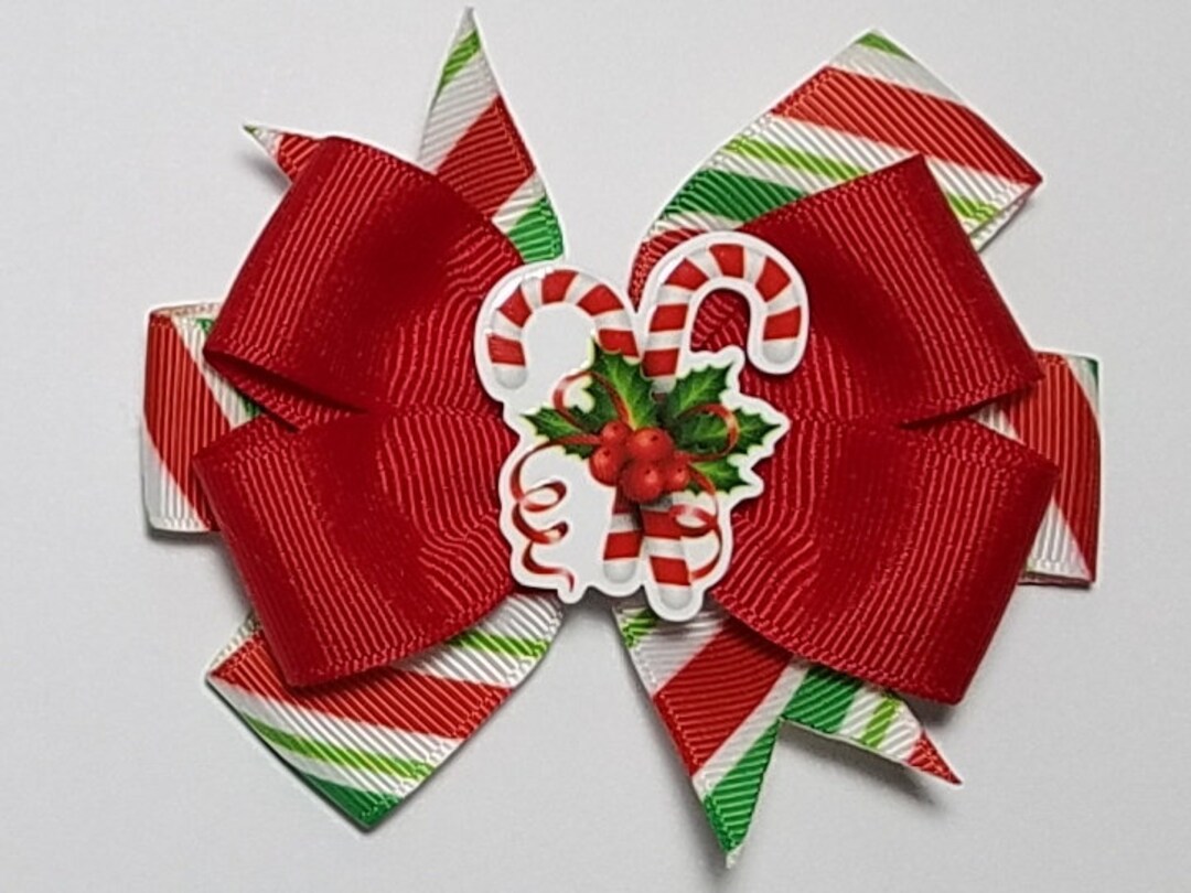 3.5" Candy Cane Hair Bow - Etsy