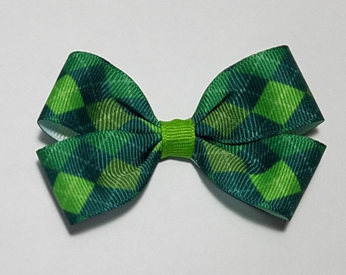 3" Green Argyle Hair Bow