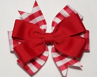 3.5" Red Gingham Hair Bow *CLEARANCE*