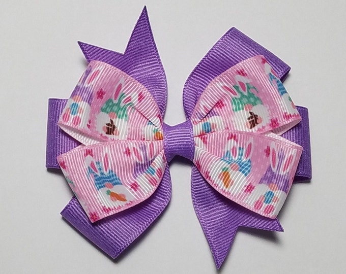 3.5" Easter Hair Bow *You Choose Solid Bow Color*