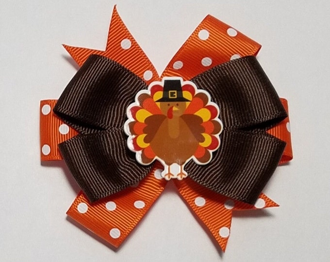 3.5" Turkey Hair Bow *You Choose Solid Bow Color*