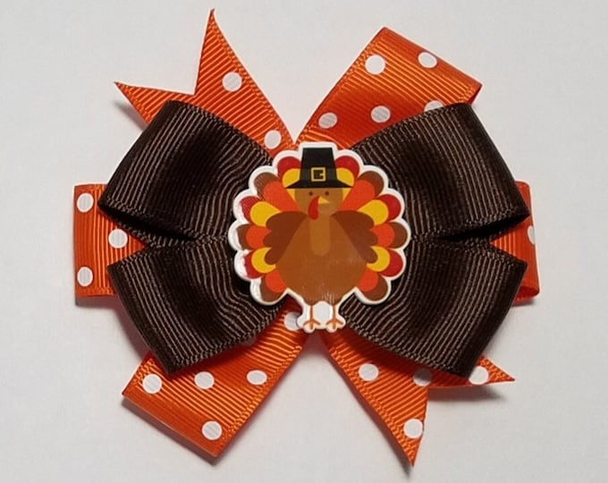 3.5" Turkey Hair Bow *You Choose Solid Bow Color*