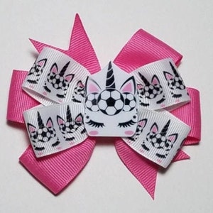 3.5" Soccer Hair Bow *You Choose Solid Bow Color*