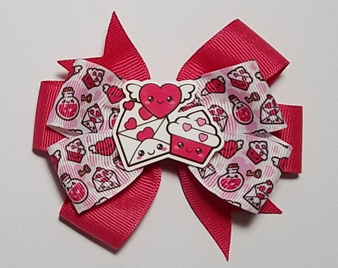 3.5" Valentine's Day Hair Bow *You Choose Solid Bow Color*